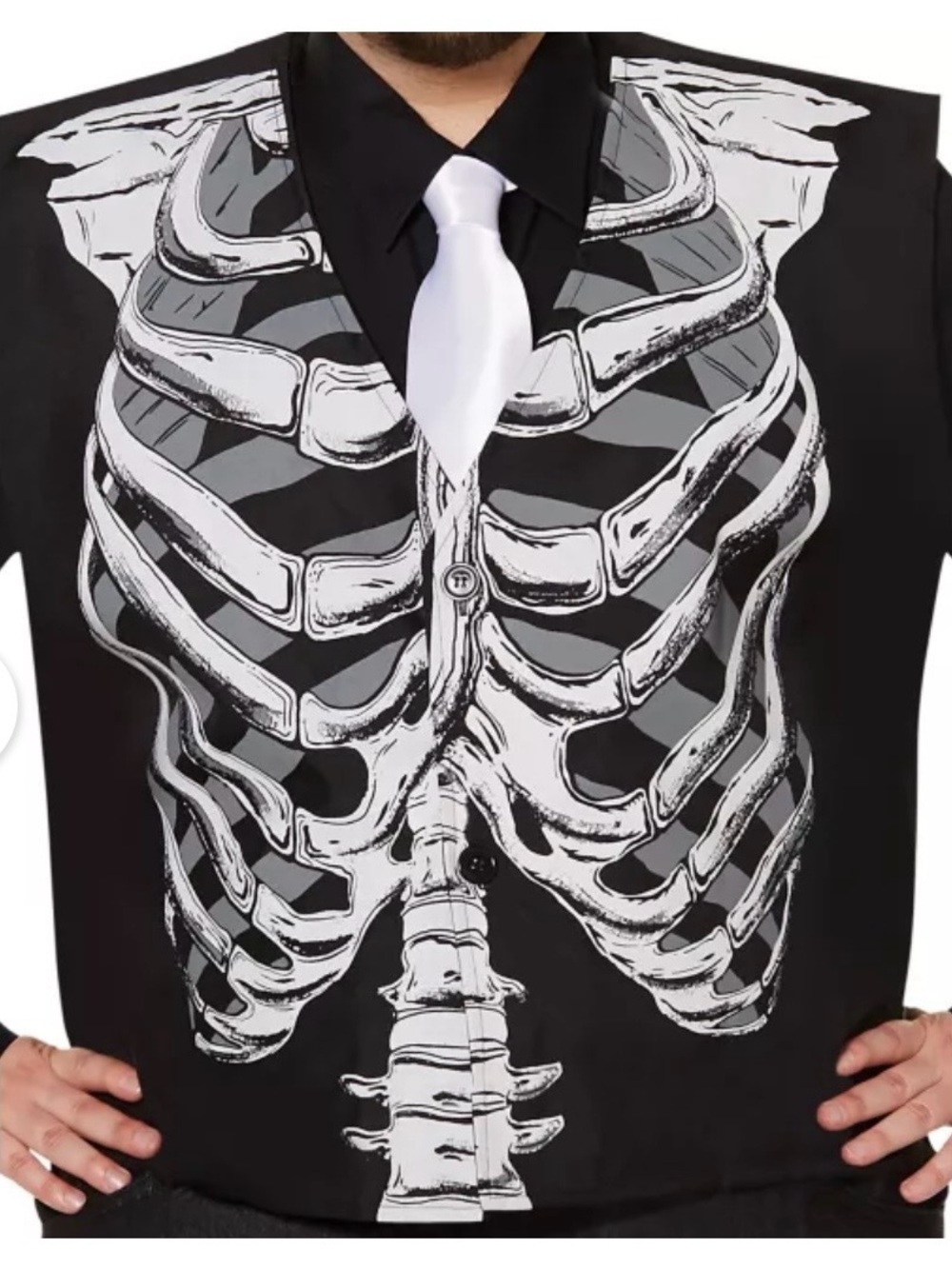 Spirit Black Skeleton Men’s Vest for Halloween or Dia de Los Muertos - Picture 1 of 5